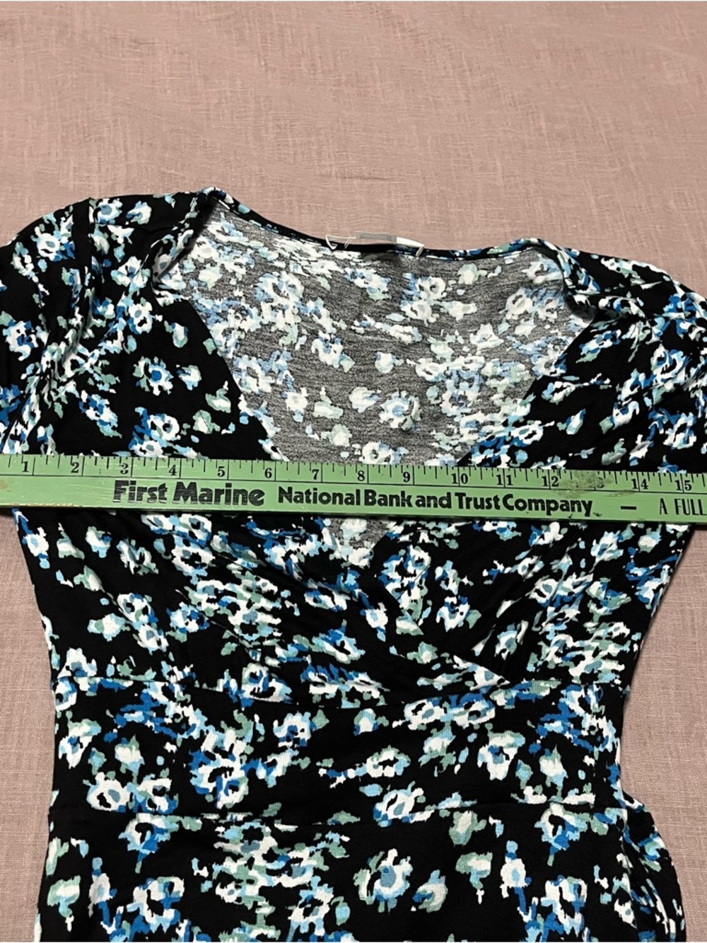Floral Midi Dress Blue Accents Size Medium Super Soft Wrap Tie Back Boho - Picture 8 of 8